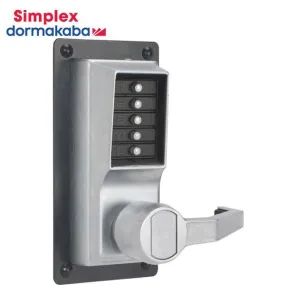 Simplex - LRP1010 - Mechanical Pushbutton Exit Trim Lever Lock - 2¾" Tailpiece - Satin Chrome - RH/RHR