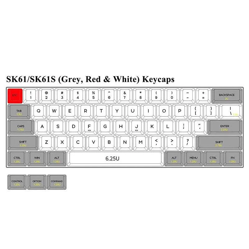 Skyloong GK61 SK61 60% Wired Mechanical Gaming Keyboard White/Grey Colour