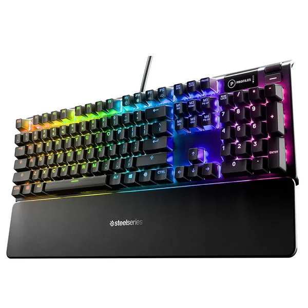 SteelSeries 64532 Apex 5 US Hybrid Mechanical Gaming Keyboard with OLED Smart Display Blue Swith Gaming Keyboard