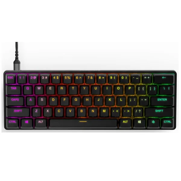 SteelSeries 64820 APEX Pro Mini US Wired Adjustable Switch 60% Form Factor RGB LED Gaming Keyboard