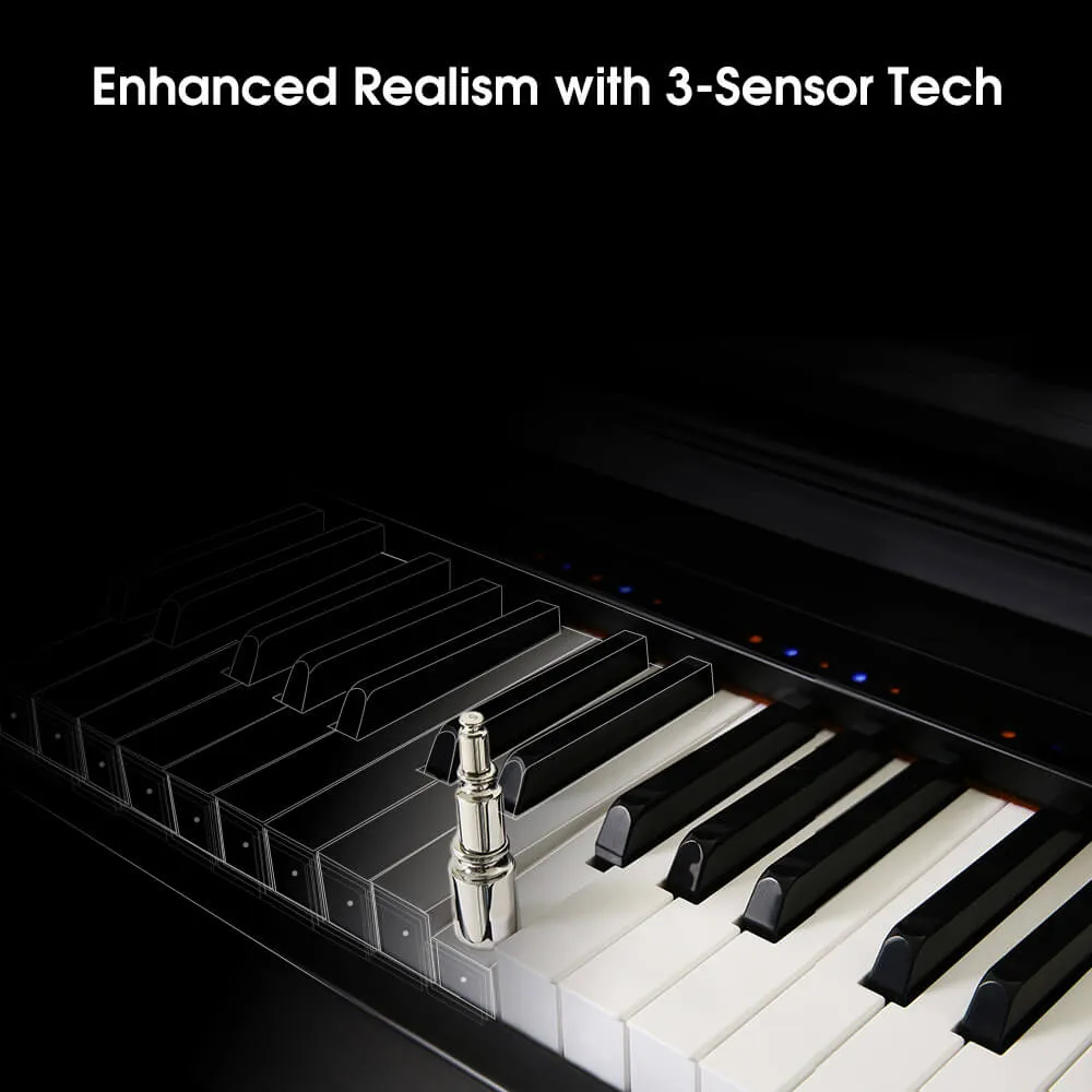 The ONE TOP2S Polished Smart Piano, Weighted Hammer-Action Keyboard with Ivory Feel