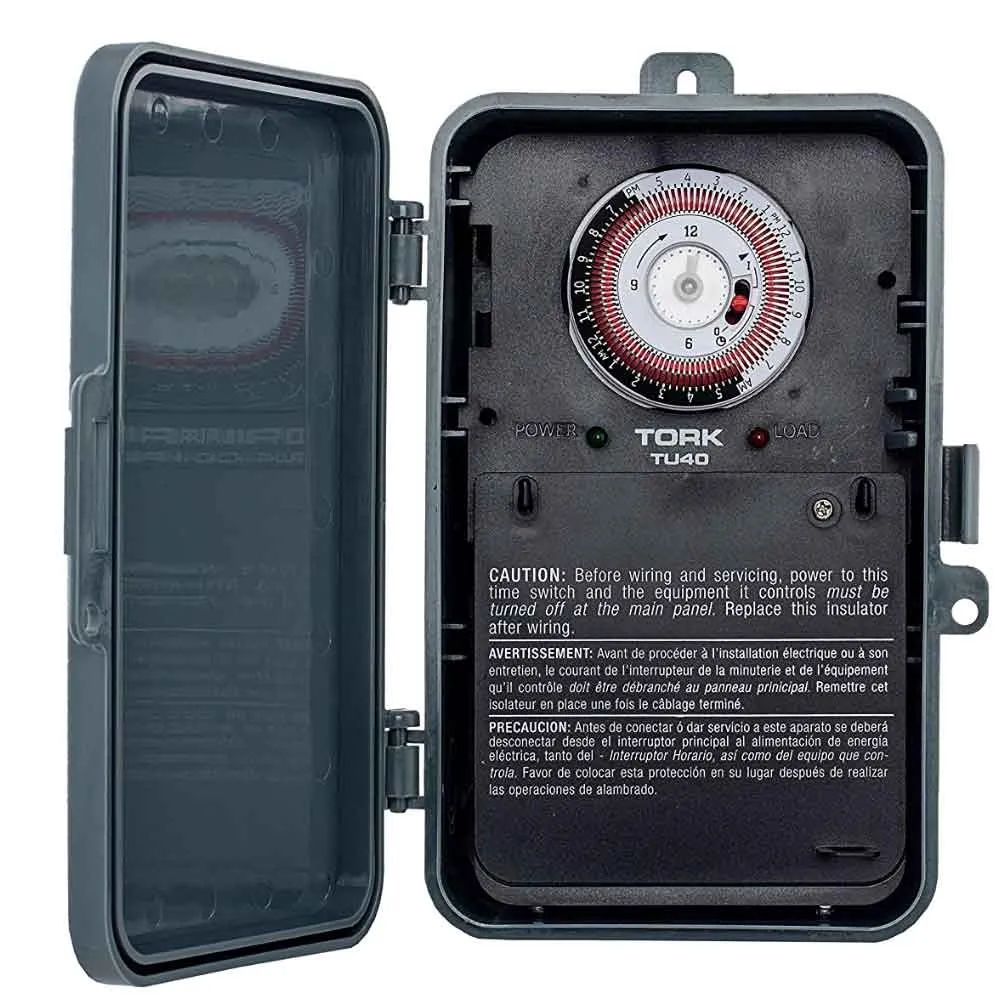 Tork 40-Amp 24-Hour Mechanical Time Switch 120-277V DPDT Indoor/Outdoor Plastic Enclosure