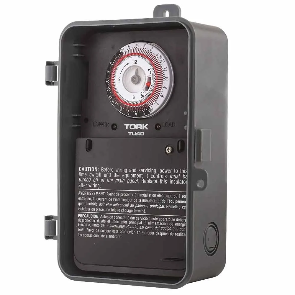 Tork 40-Amp 24-Hour Mechanical Time Switch 120-277V DPDT Indoor/Outdoor Plastic Enclosure