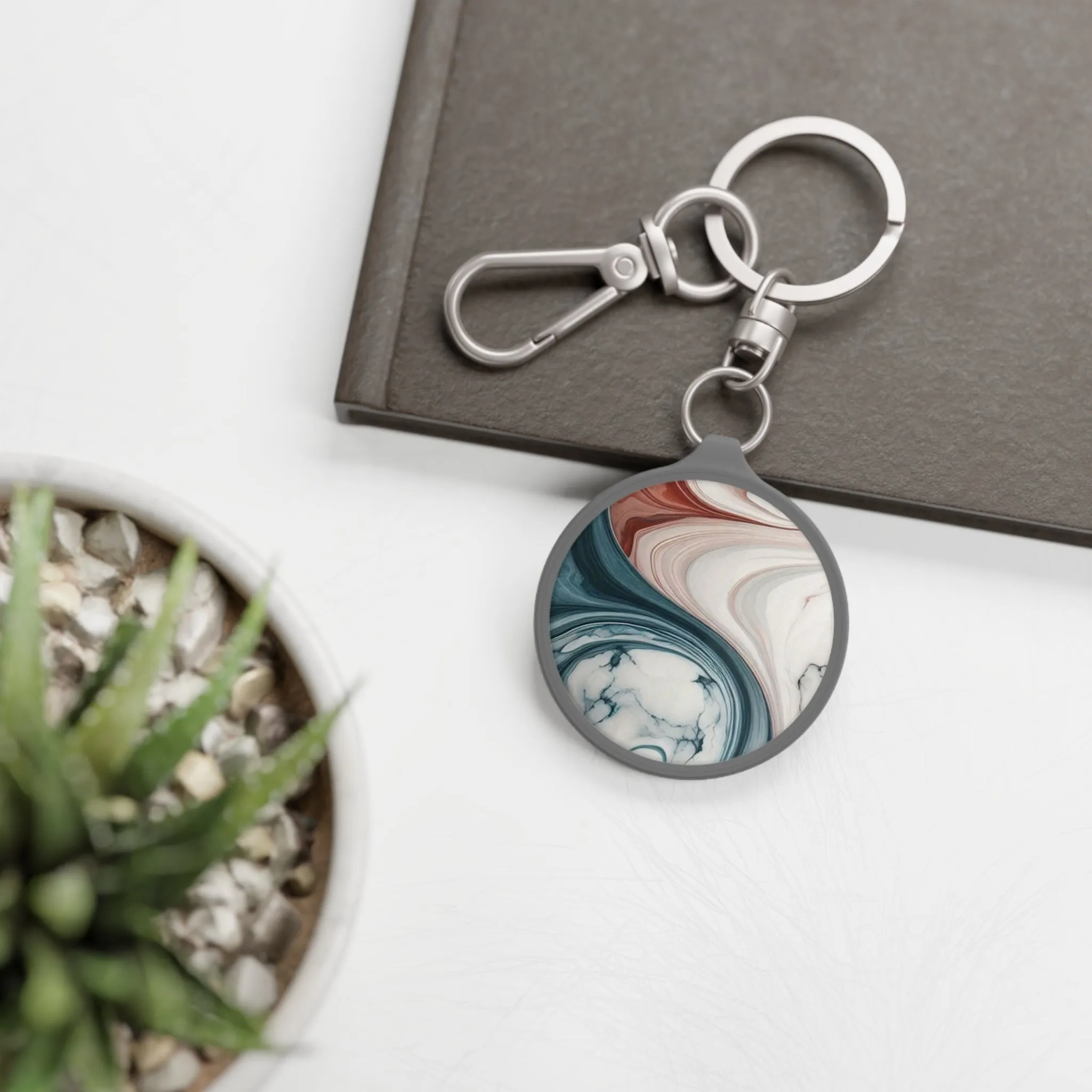 Traditional marbling art Keyring Tag