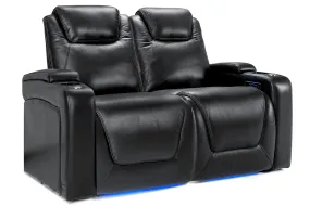 Valencia Oslo Modern Home Theater Seating Row of 2 Loveseat, Midnight Black