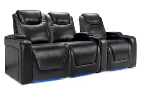 Valencia Oslo Modern Home Theater Seating Row of 3 Loveseat Left, Midnight Black