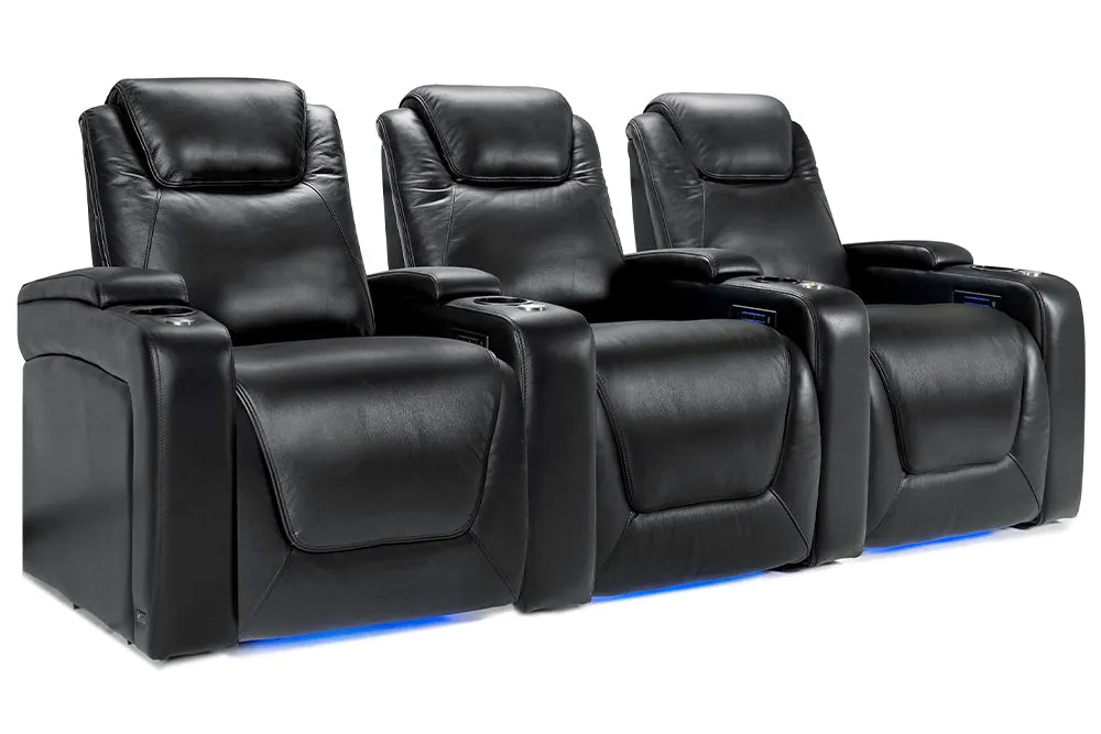 Valencia Oslo Modern Home Theater Seating Row of 3, Midnight Black