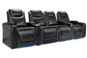 Valencia Oslo Modern Home Theater Seating Row of 4 Loveseat Center, Midnight Black