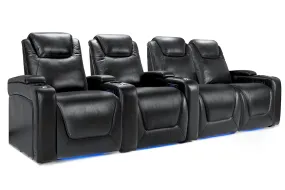 Valencia Oslo Modern Home Theater Seating Row of 4 Loveseat Right, Midnight Black