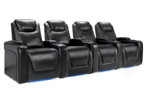 Valencia Oslo Modern Home Theater Seating Row of 4, Midnight Black