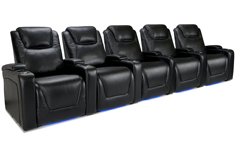 Valencia Oslo Modern Home Theater Seating Row of 5, Midnight Black