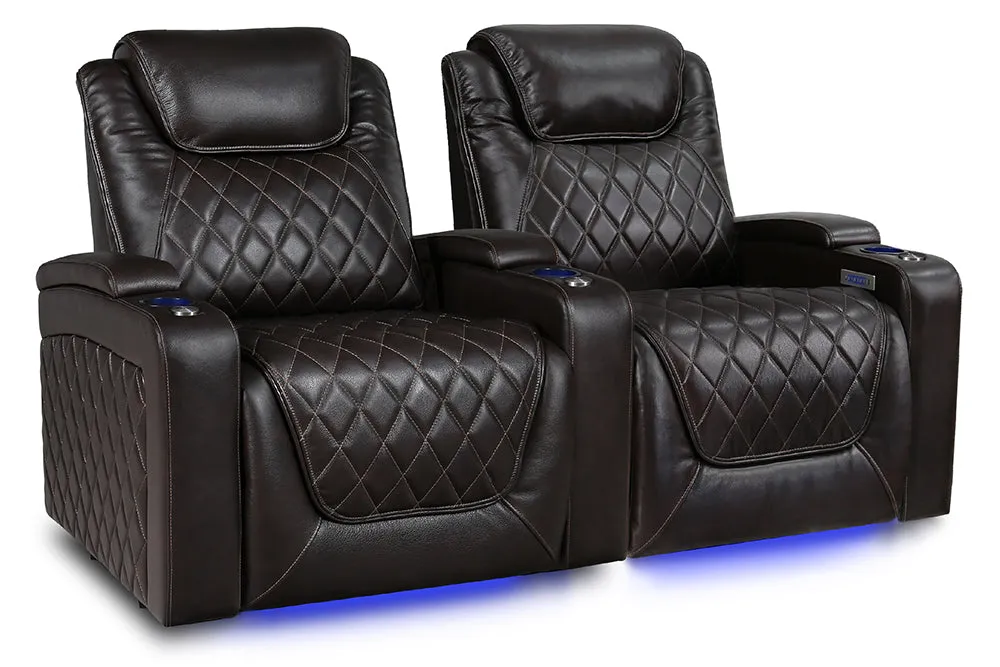 Valencia Oslo XL Leather Home Theater Seating Heavy Duty Row of 2, Dark Chocolate