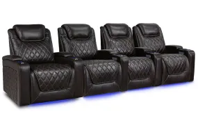 Valencia Oslo XL Leather Home Theater Seating Heavy Duty Row of 4, Dark Chocolate