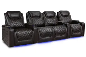 Valencia Oslo XL Leather Home Theater Seating Heavy Duty Row of 4 Loveseat Center, Dark Chocolate