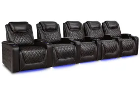 Valencia Oslo XL Leather Home Theater Seating Heavy Duty Row of 5, Dark Chocolate