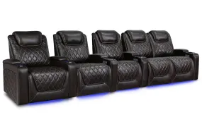 Valencia Oslo XL Leather Home Theater Seating Heavy Duty Row of 5 Loveseat Right, Dark Chocolate