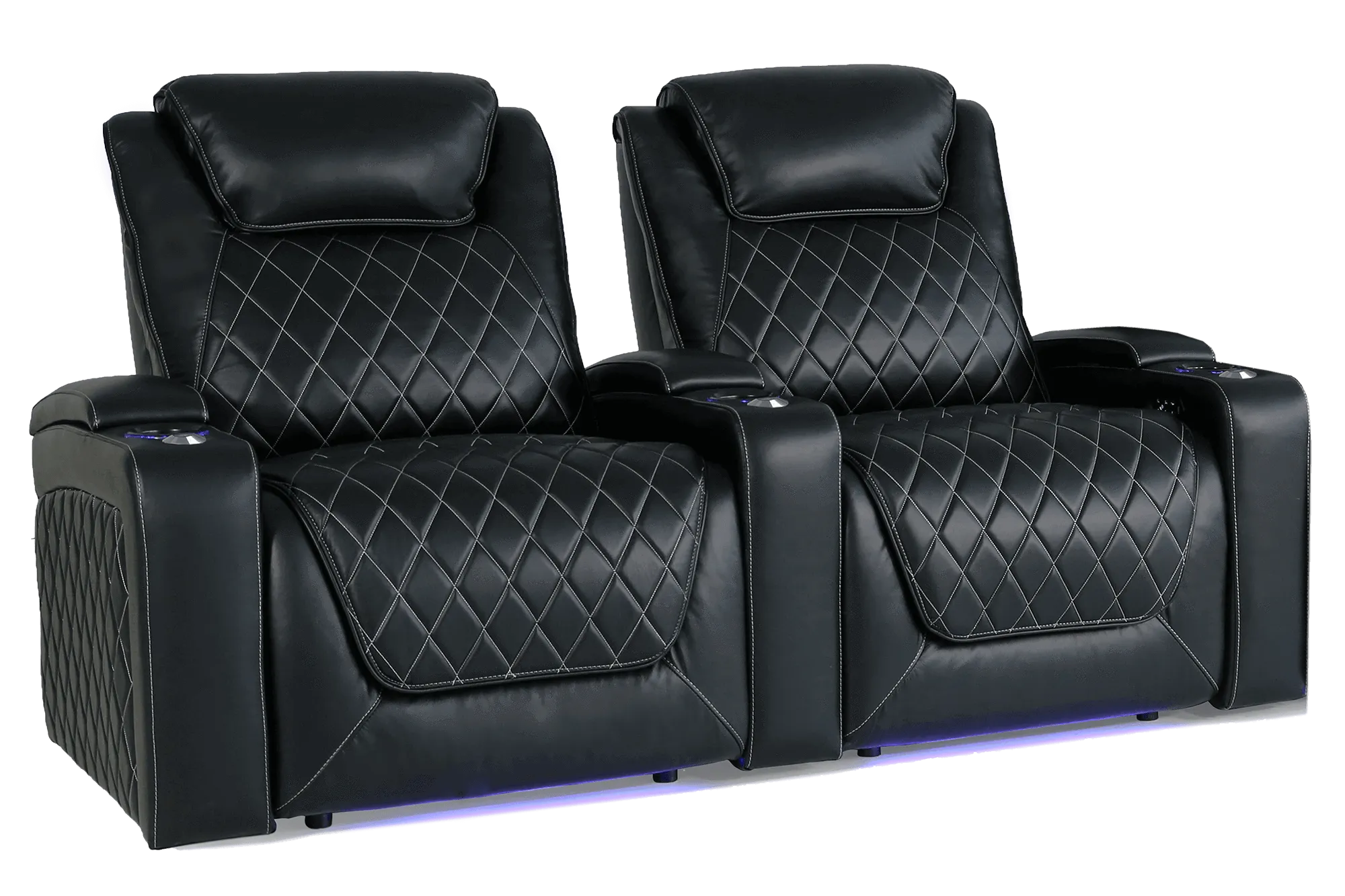 Valencia Oslo XL Leather Home Theater Seating Row of 2, Midnight Black