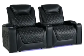 Valencia Oslo XL Leather Home Theater Seating Row of 2, Midnight Black