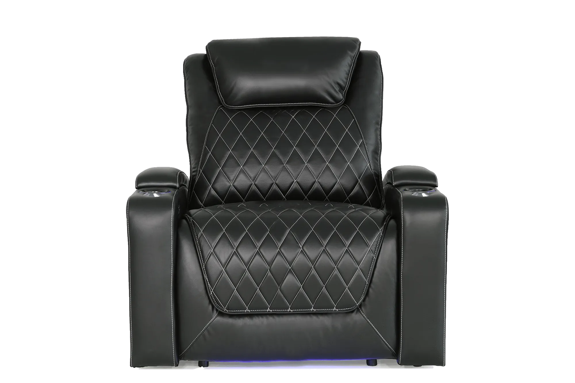 Valencia Oslo XL Leather Home Theater Seating Row of 2, Midnight Black