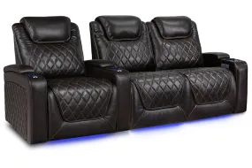 Valencia Oslo XL Leather Home Theater Seating Row of 3 Loveseat Right, Dark Chocolate