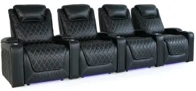 Valencia Oslo XL Leather Home Theater Seating Row of 4, Midnight Black