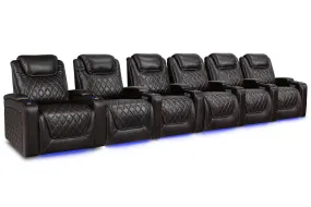 Valencia Oslo XL Leather Home Theater Seating Row of 6, Dark Chocolate