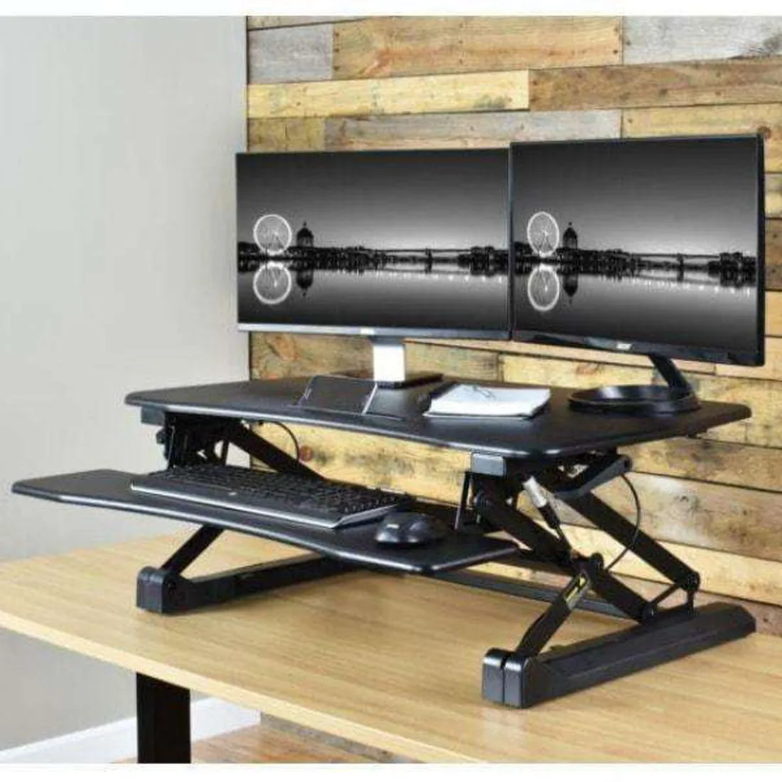 VIVO Black Deluxe Standing Desk Monitor Riser, DESK-V000DB