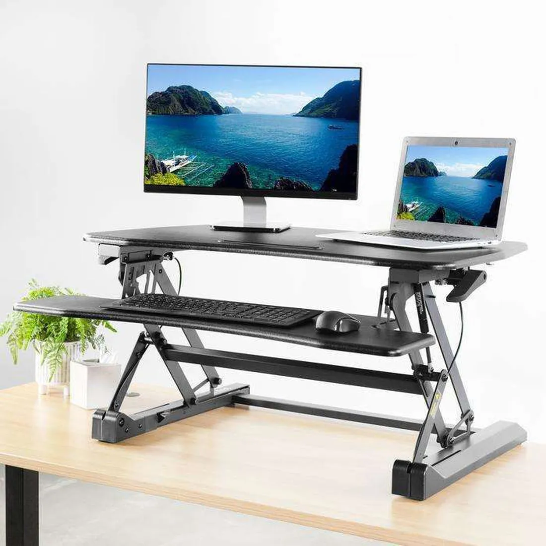 VIVO Black Deluxe Standing Desk Monitor Riser, DESK-V000DB