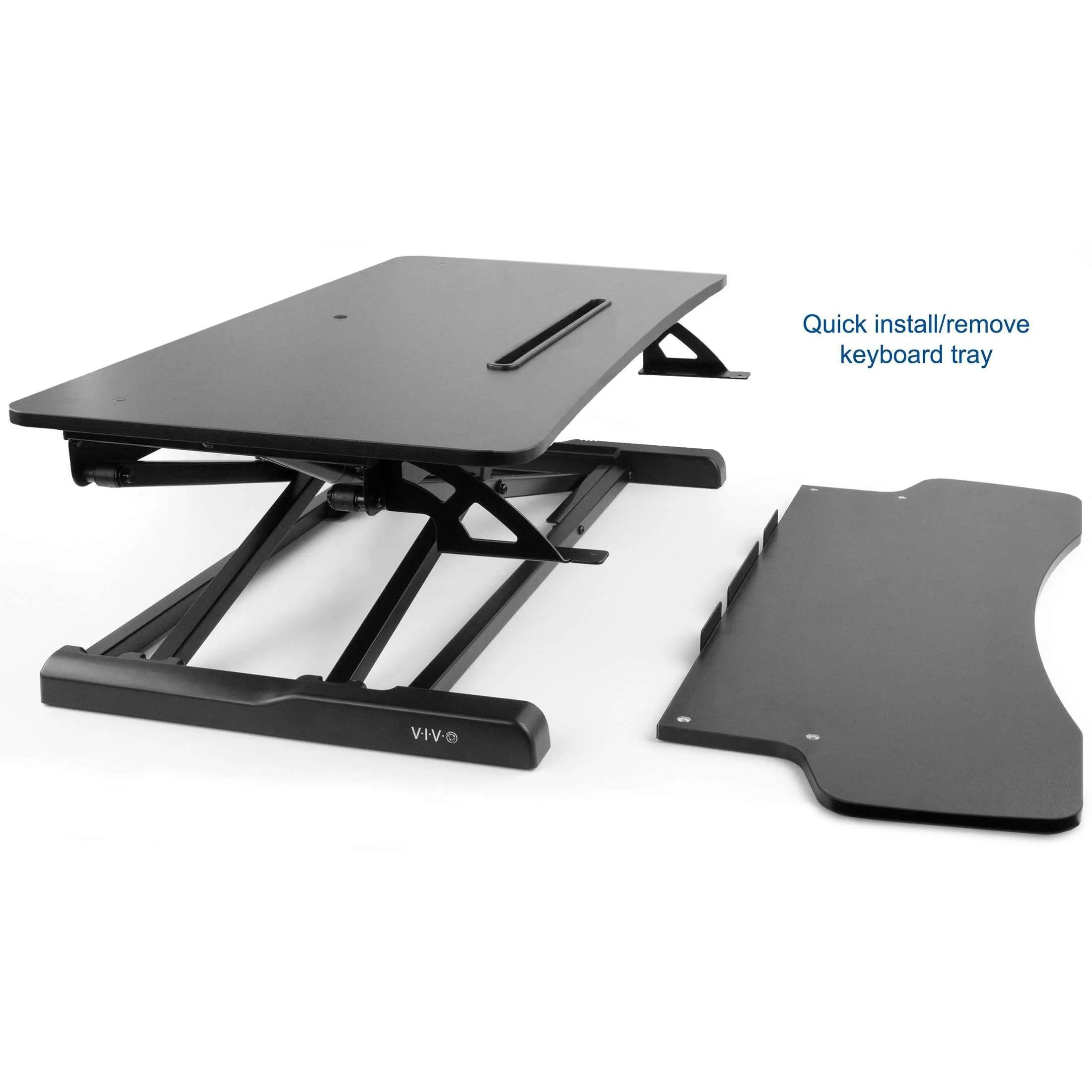 VIVO Black Height-Adjustable Standing Desk Monitor Riser 32" Sit Stand Tabletop, DESK-V000K