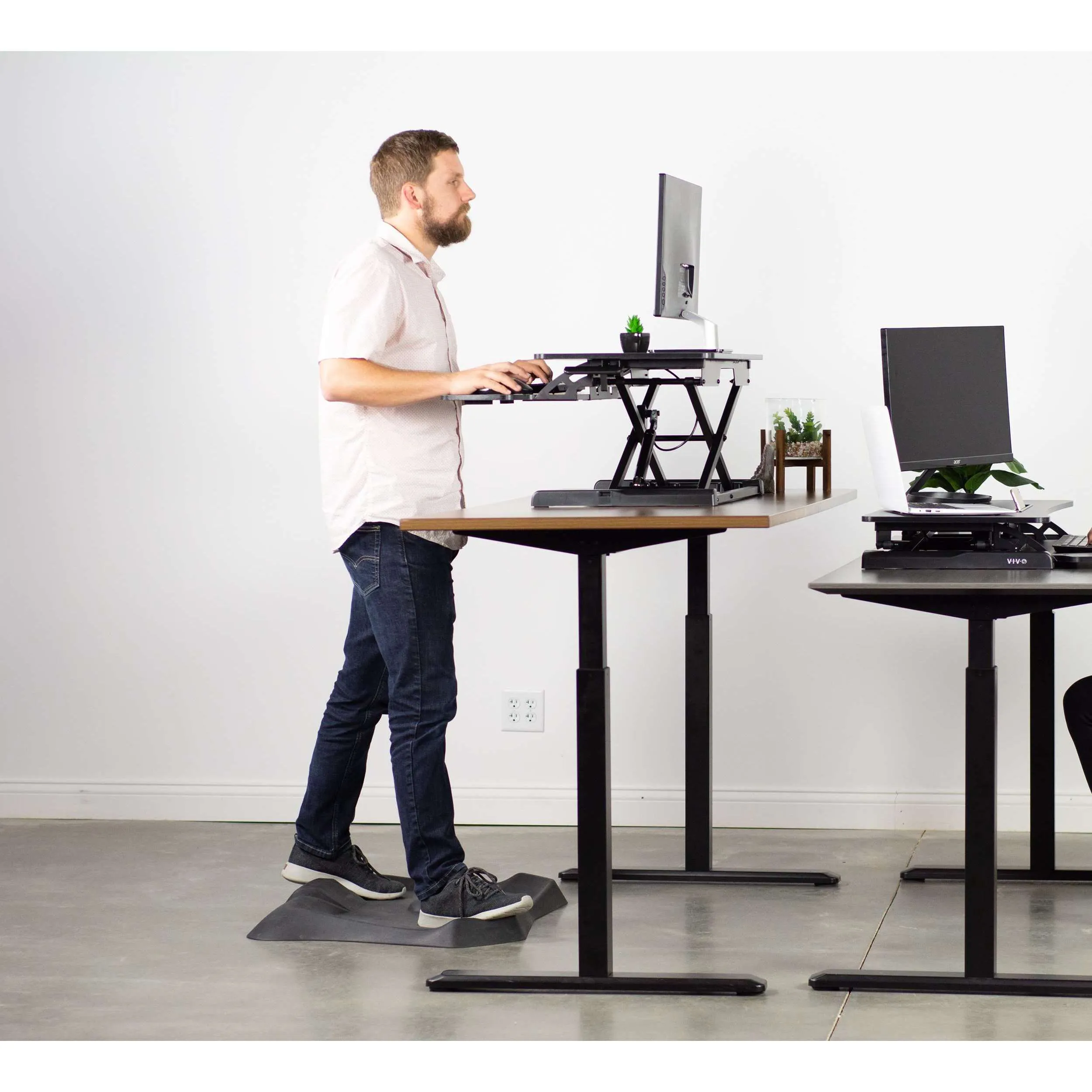 VIVO Black Height-Adjustable Standing Desk Monitor Riser 32" Sit Stand Tabletop, DESK-V000K