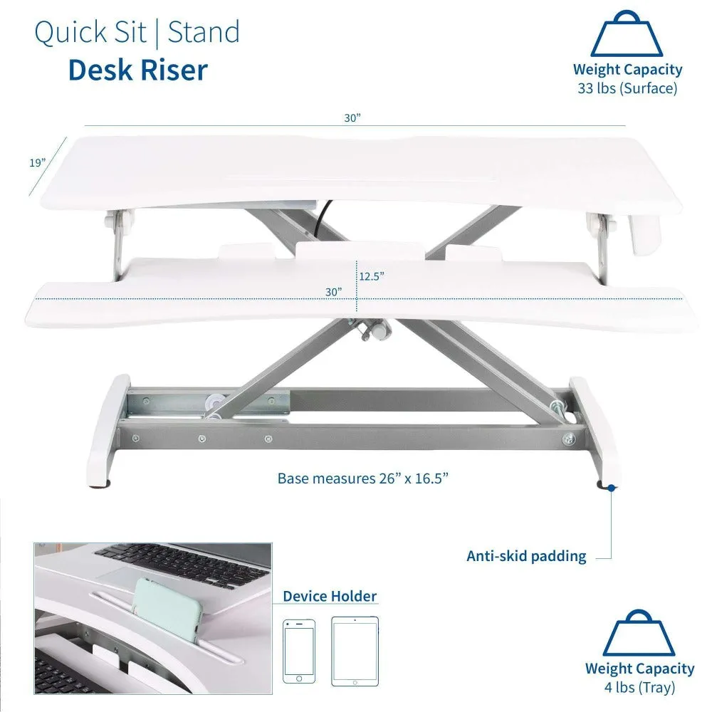 VIVO White 30" Height Adjustable Standing Desk Monitor Riser, DESK-V000MW