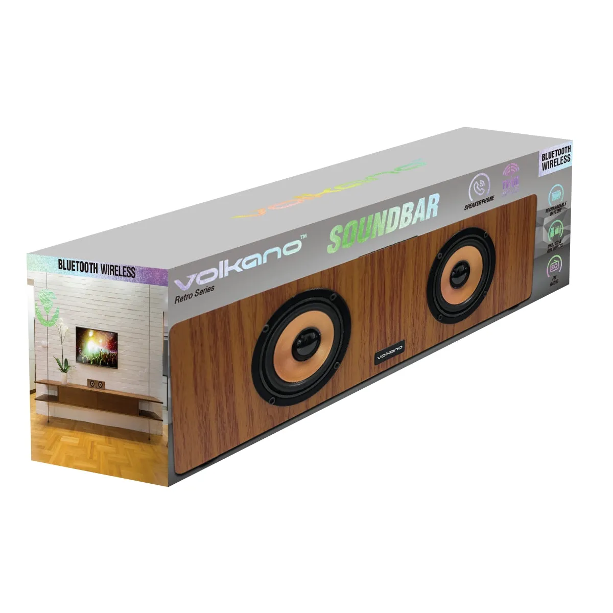 Volkano Retro Wood Grain Soundbar