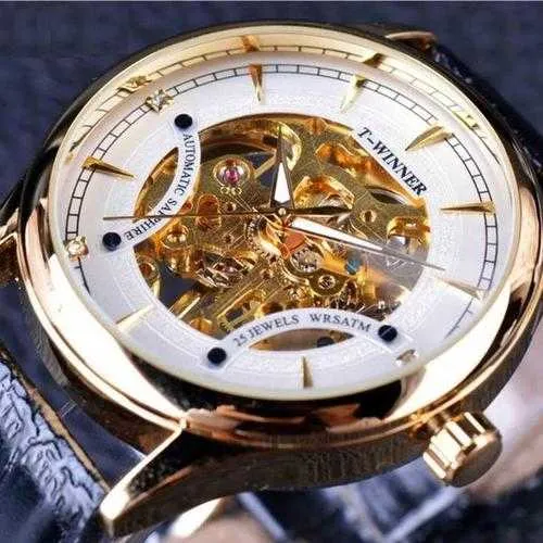 WINNER F120520 Self-winding Mechanical Watch Fashion Leather Strap Men Wrist Watch