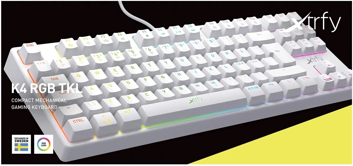 Xtrfy K4 RGB Tenkeyless, Compact Mechanical gaming keyboard with RGB, US (White)