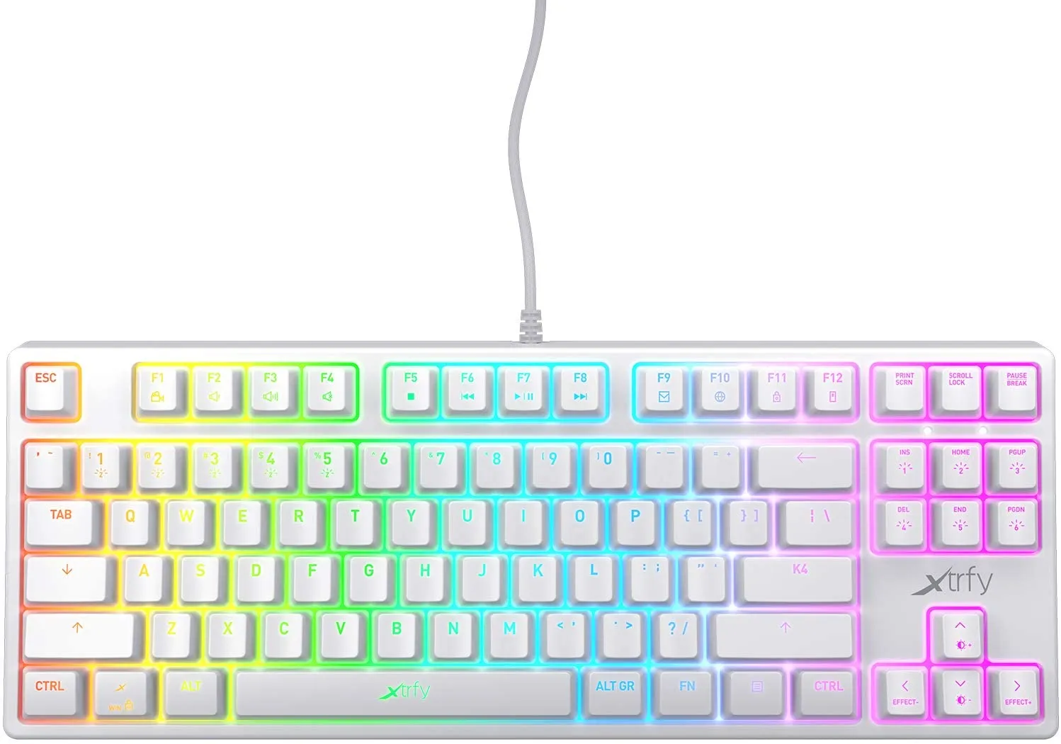 Xtrfy K4 RGB Tenkeyless, Compact Mechanical gaming keyboard with RGB, US (White)