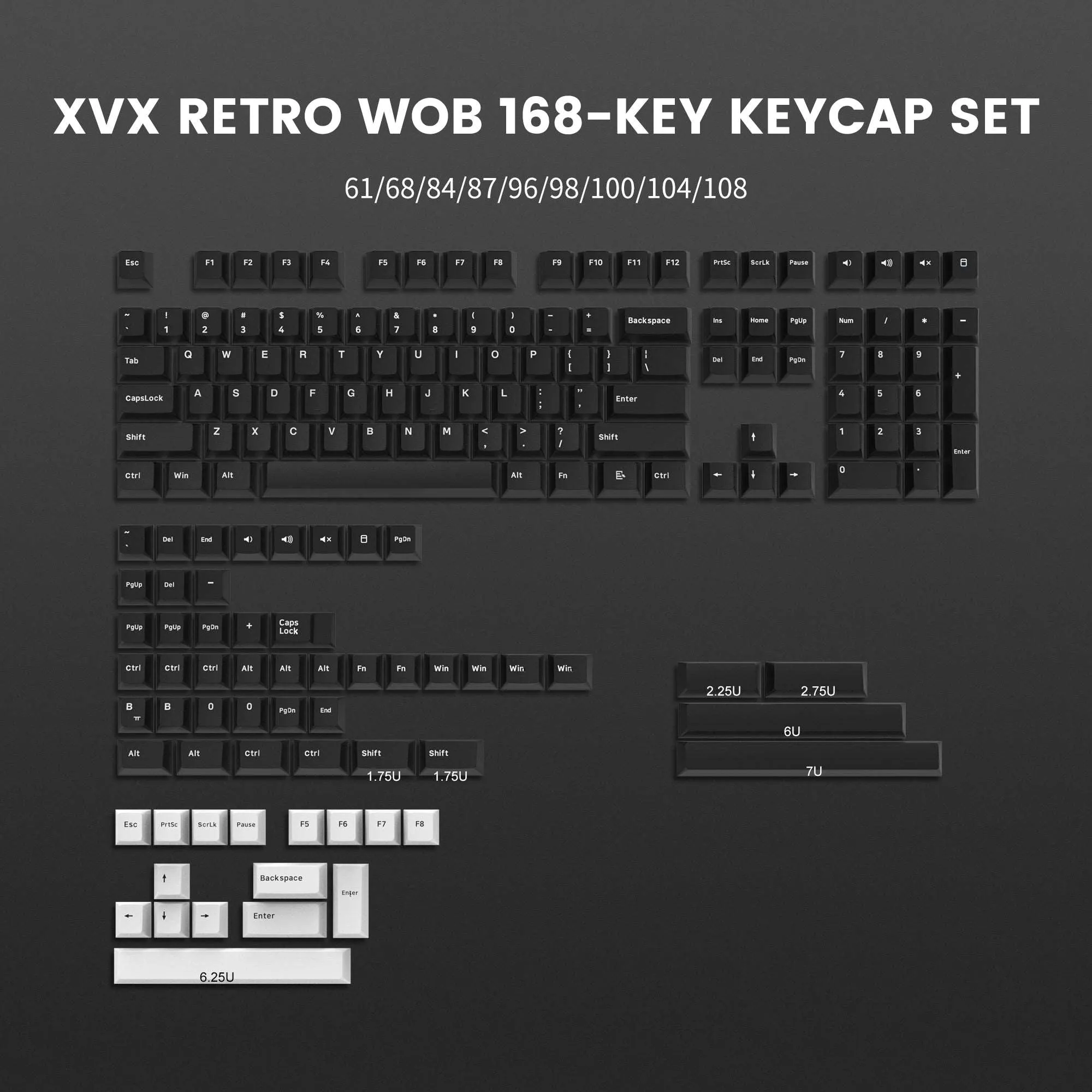 [XVX Retro Cherry Series] Cherry Profile 168-Key Double-Shot PBT Keycap Set (4 Colors)