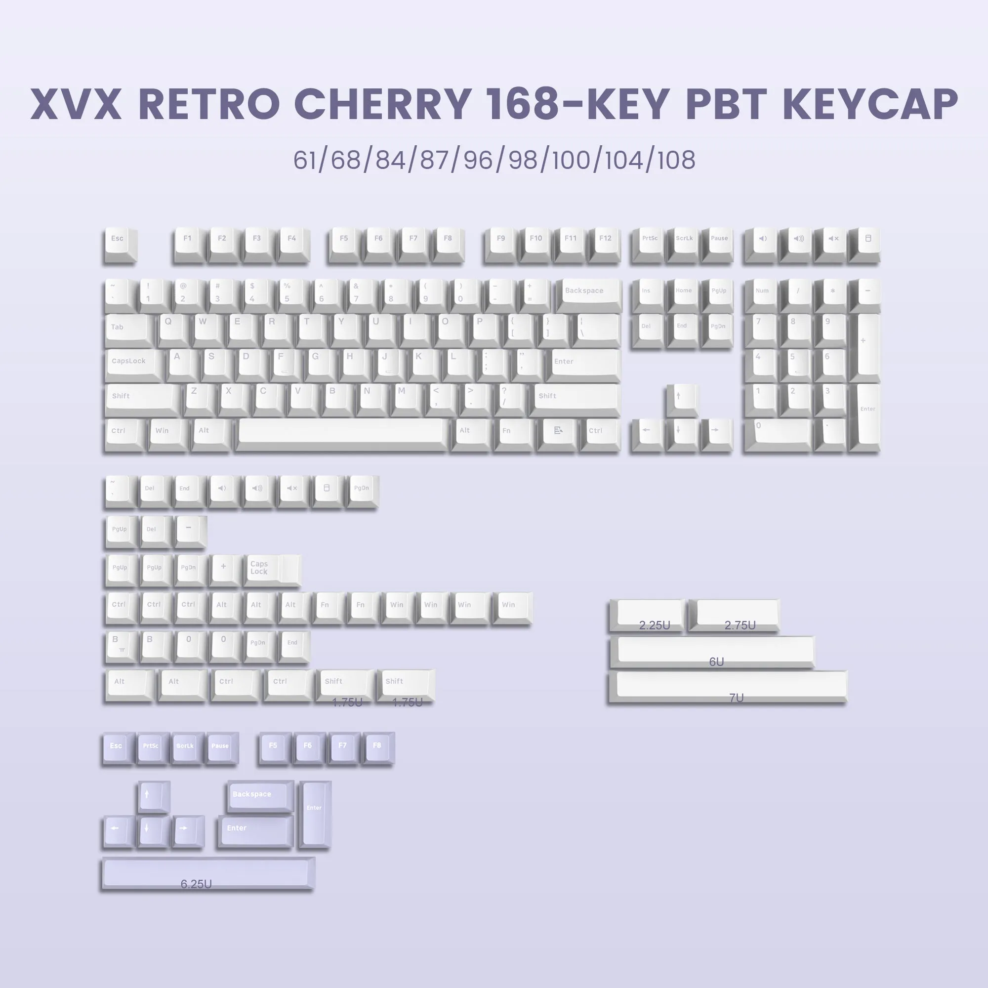 [XVX Retro Cherry Series] Cherry Profile 168-Key Double-Shot PBT Keycap Set (4 Colors)