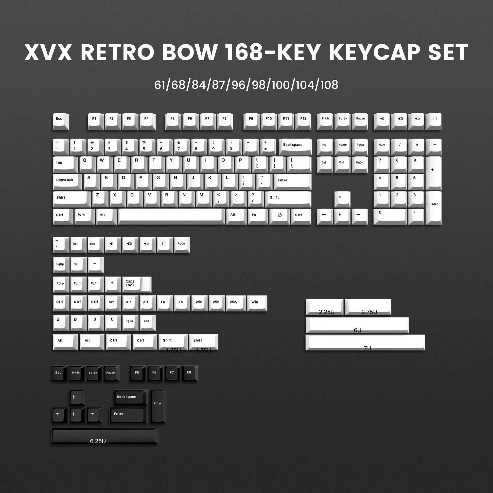 [XVX Retro Cherry Series] Cherry Profile 168-Key Double-Shot PBT Keycap Set (4 Colors)